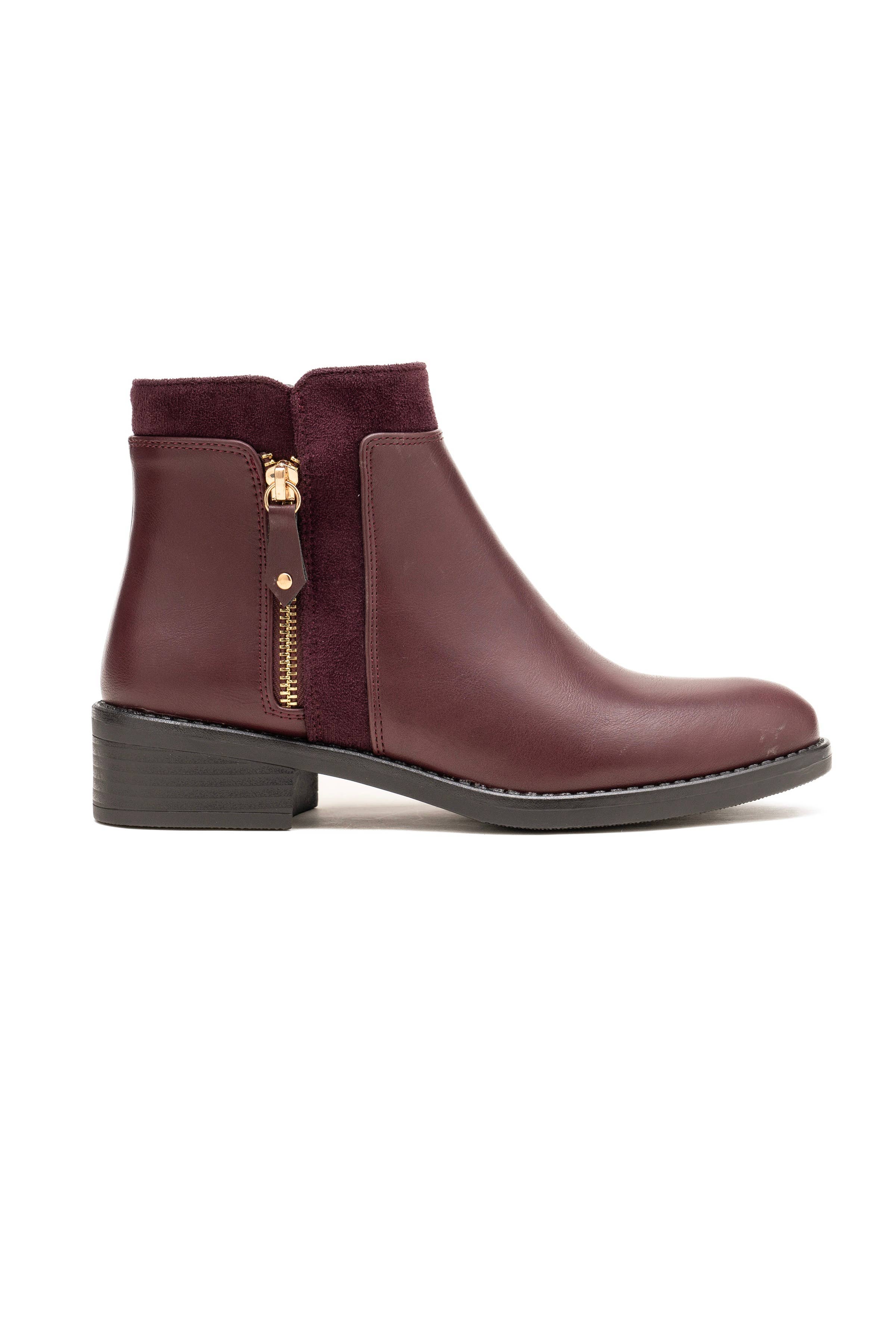 C'M PARIS - Wholesale Chelsea Boots - Women's - Chic Ankle Boots with Gold Side Zipper 683279