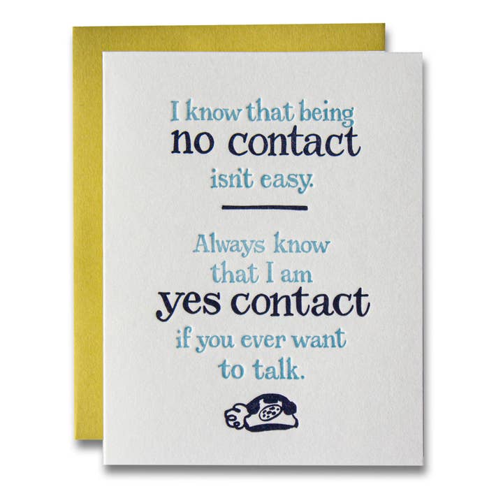 Ladyfingers Letterpress - Wholesale Everyday Greeting Card - No Contact, Yes Contact Letterpress Greeting Card