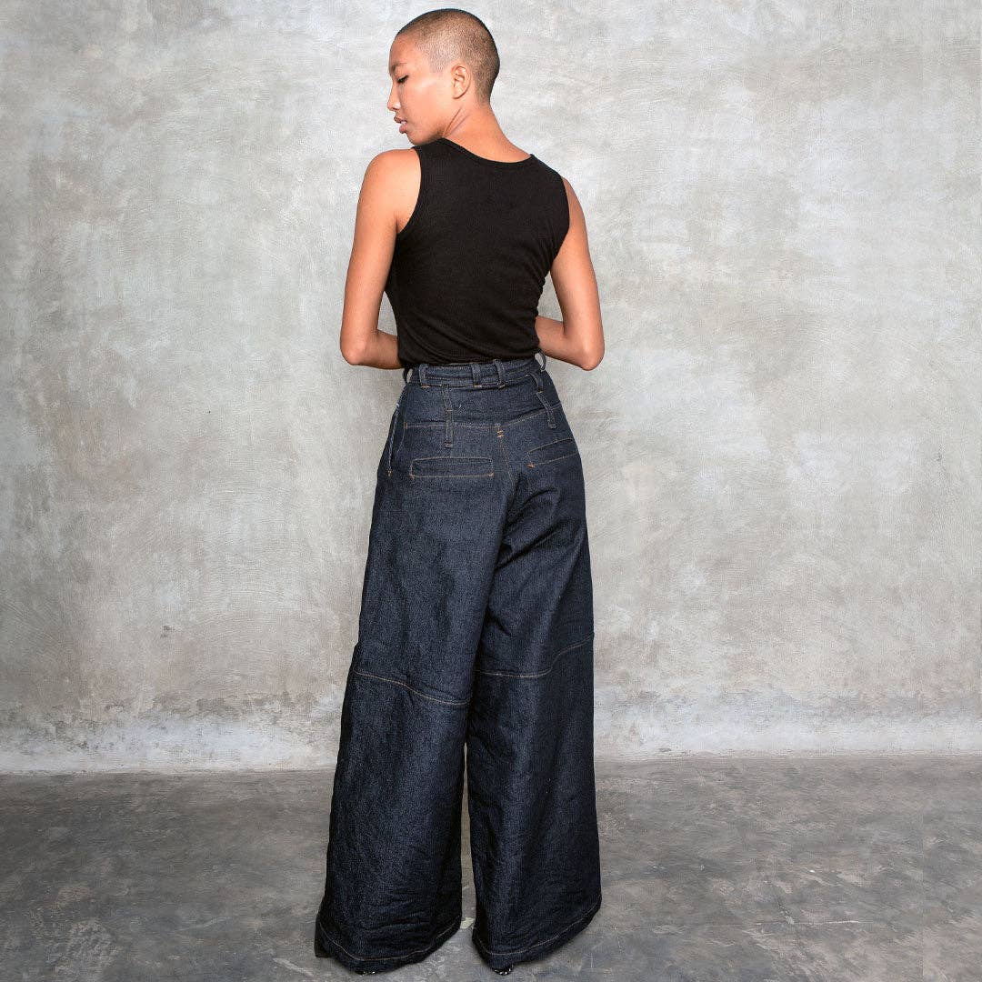 Mark Baigent - Vente Jean – femme - Pantalon Fibular en denim à jambes larges8