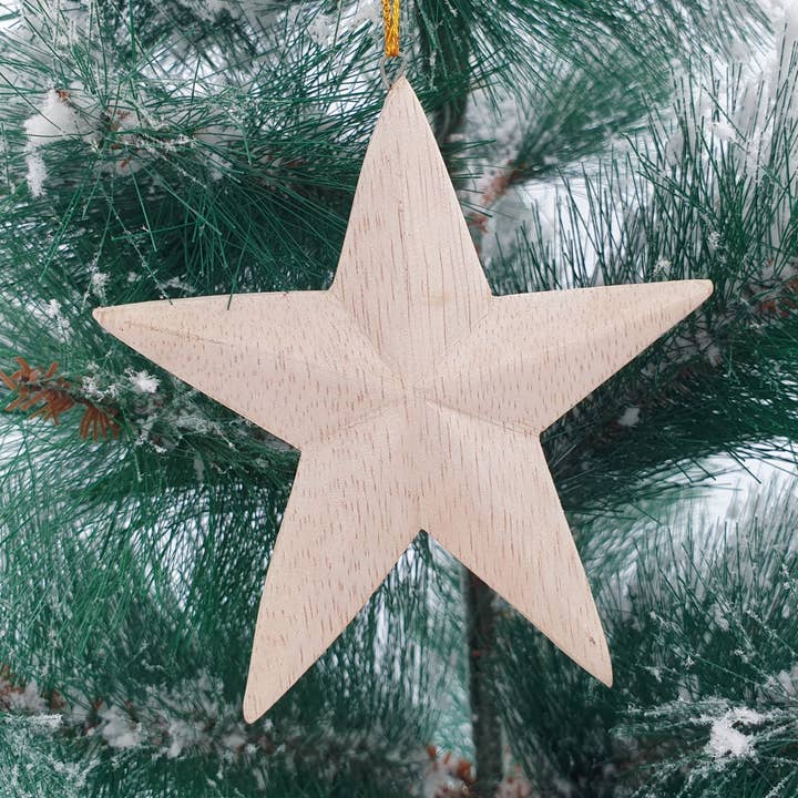 Ornamenti natalizi in legno Natural Star per la vendita all'ingrosso da parte di FERN