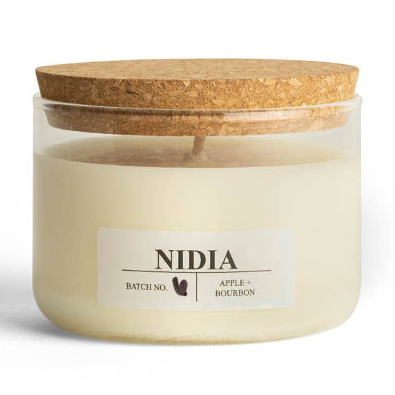 Locally Poured U.S. Soy Candle- 4 Ounce: Apple + Bourbon for wholesale by Nidia Candles