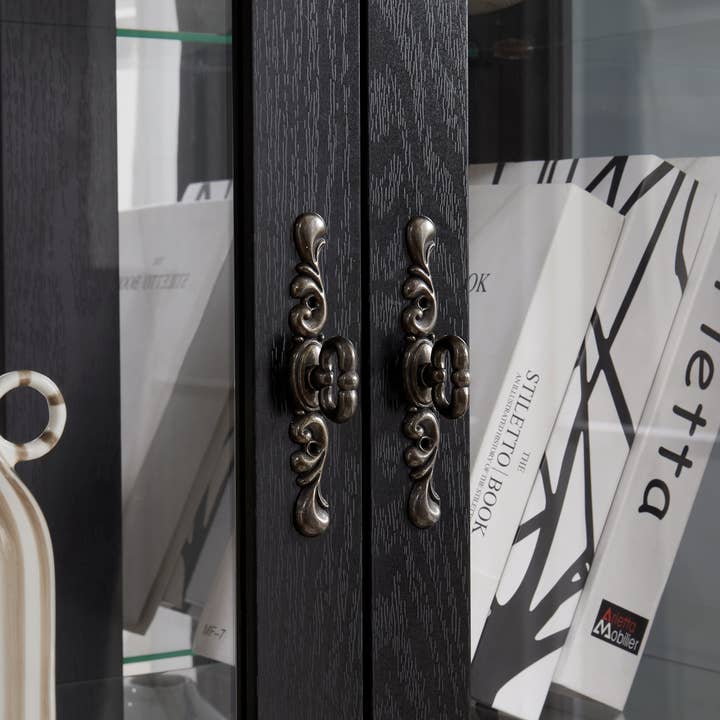 39F Inc. - Wholesale Cabinet - Lighted 6-Tier Glass Curio Display Cabinet with Wood Frame21