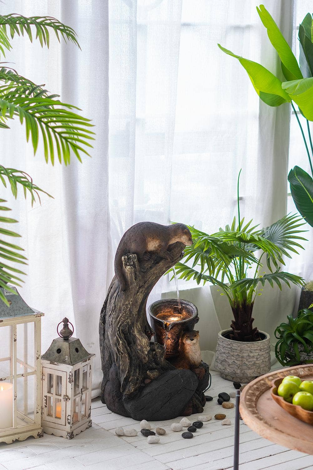 A&B Home Group Inc. - Wholesale Outdoor Ornament/Decor - 16.9x15x31.3" Decorative Water Fountain w Otter & LED -Brown1