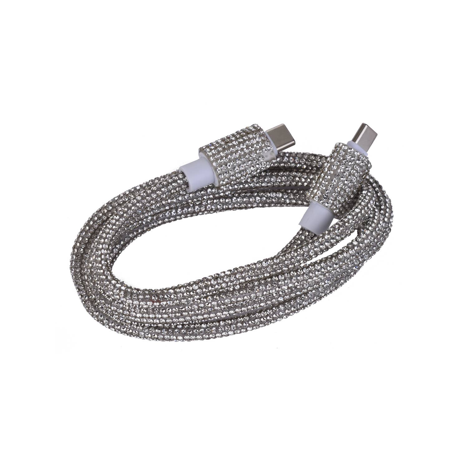 Tekmee – Carregador portátil por atacado – Kit de Carregamento Rápido Strass Prateado – 20W & 40W, Tipo-C4