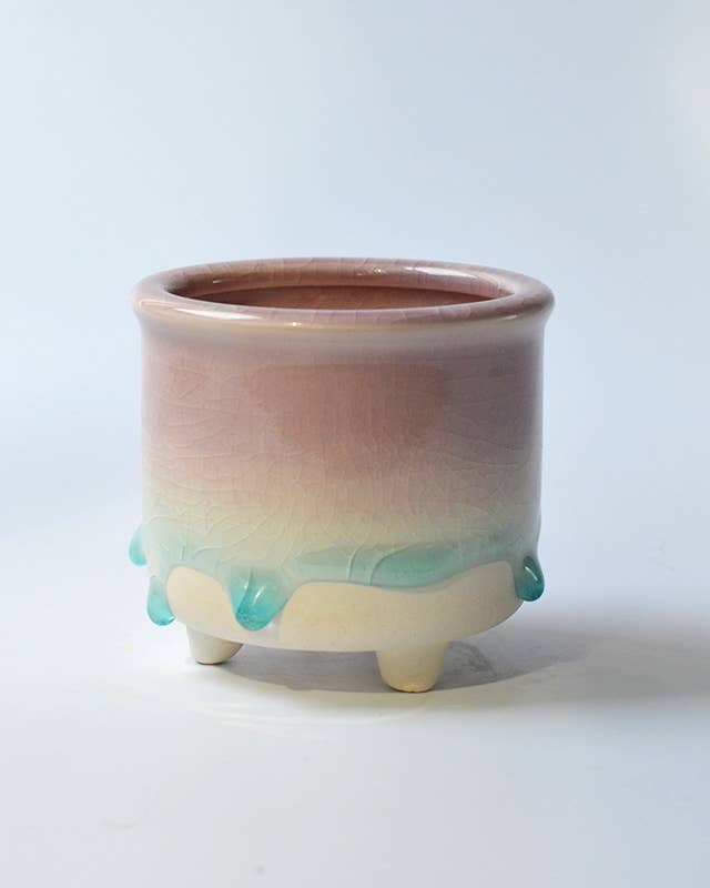 Springer Décor - Vente Pot - Pot à glaçure bleue coulante0