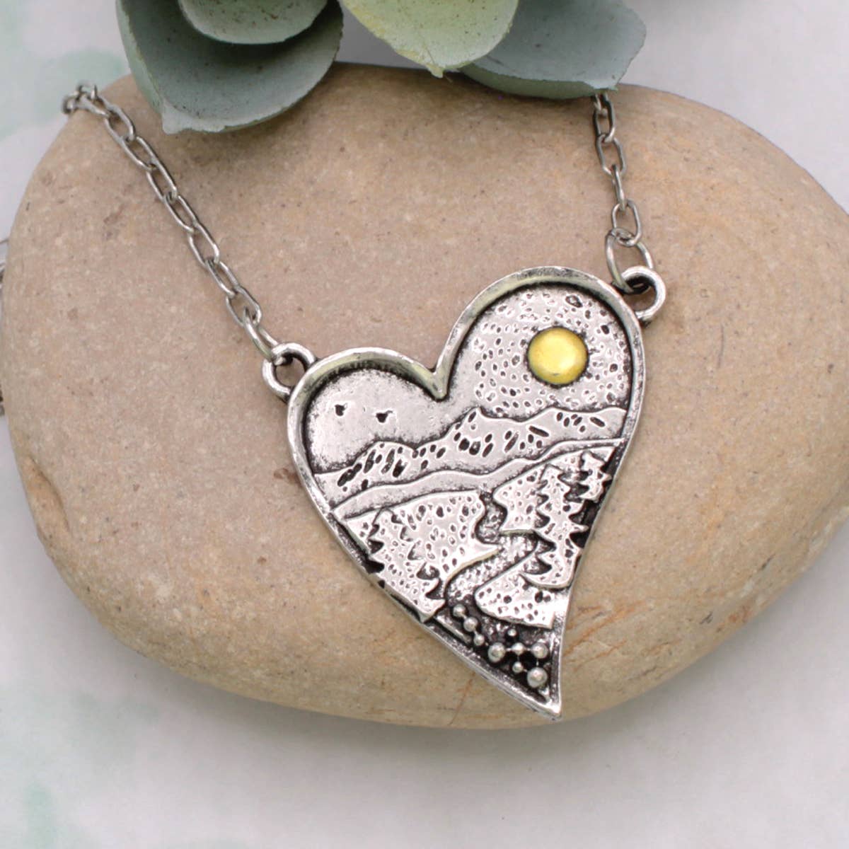 ZAD - Vente Colliers à pendentif - Collier Cœur Argent Amoureux de la Nature0