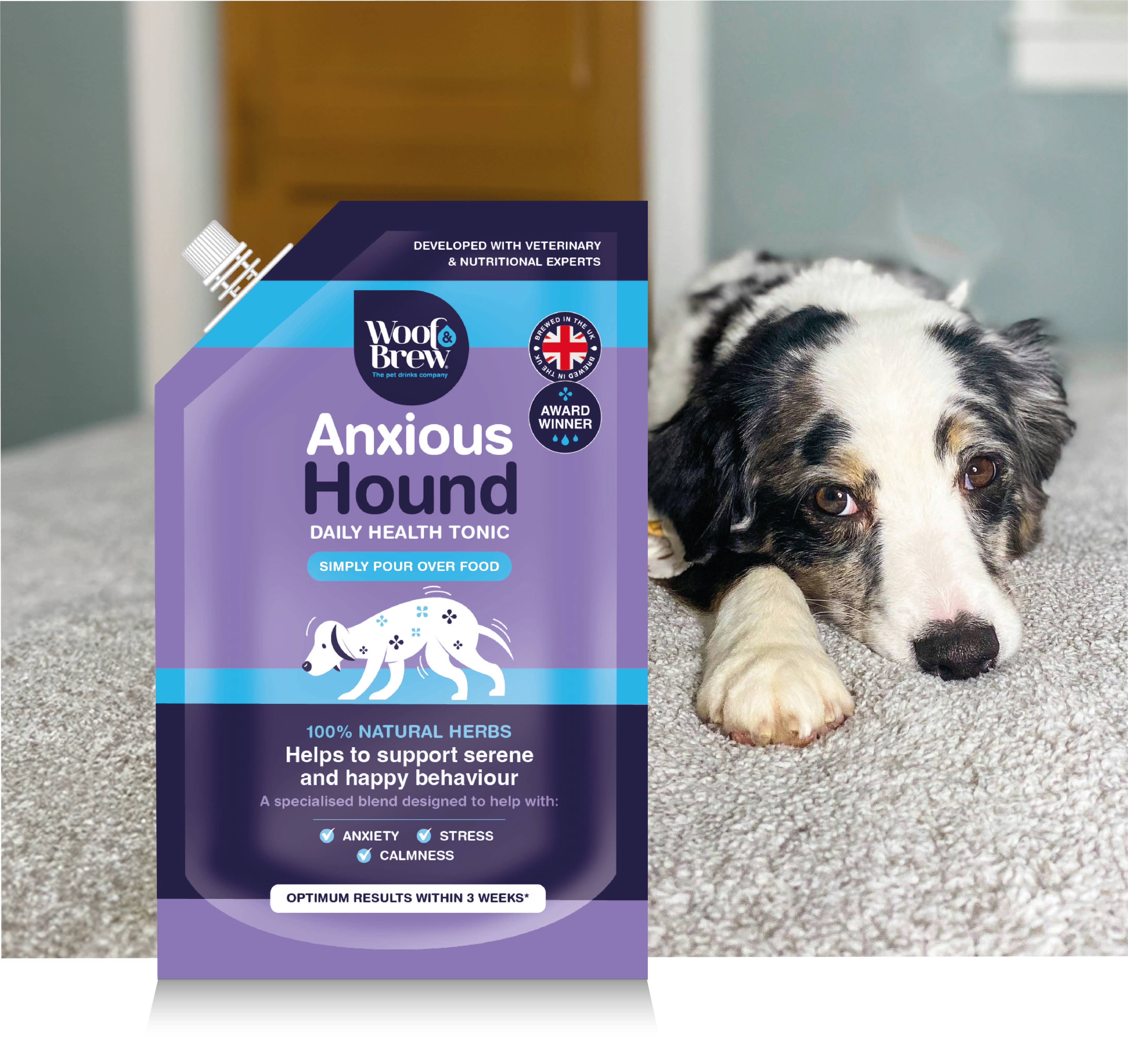 WOOF&BREW LTD – wholesale Pet supplement – Dog – Anxious Hound for Nervous & Stressed Dogs1