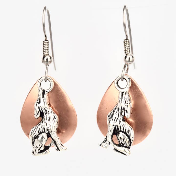 Copper Tone Howling Wolf at Moon Handmade Western Jewelry for wholesale by Eye Catching Jewelry