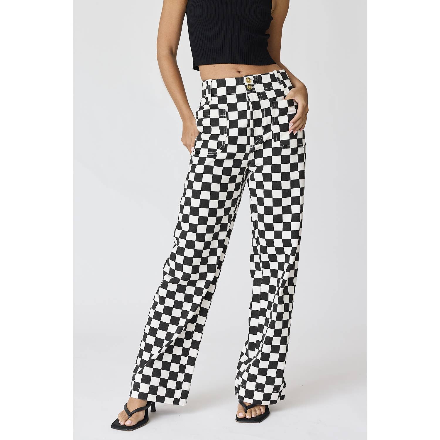 Apolline - Wholesale Pants - Women's - Demi Checkered Bottoms w Elastic Band0