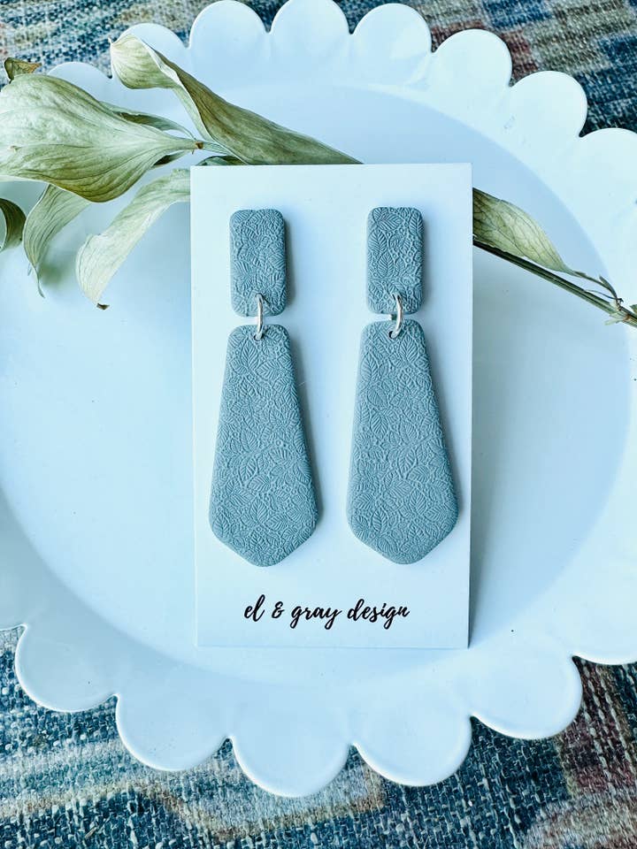 Gray Textured Dangle Earrings for wholesale by El & Gray Design