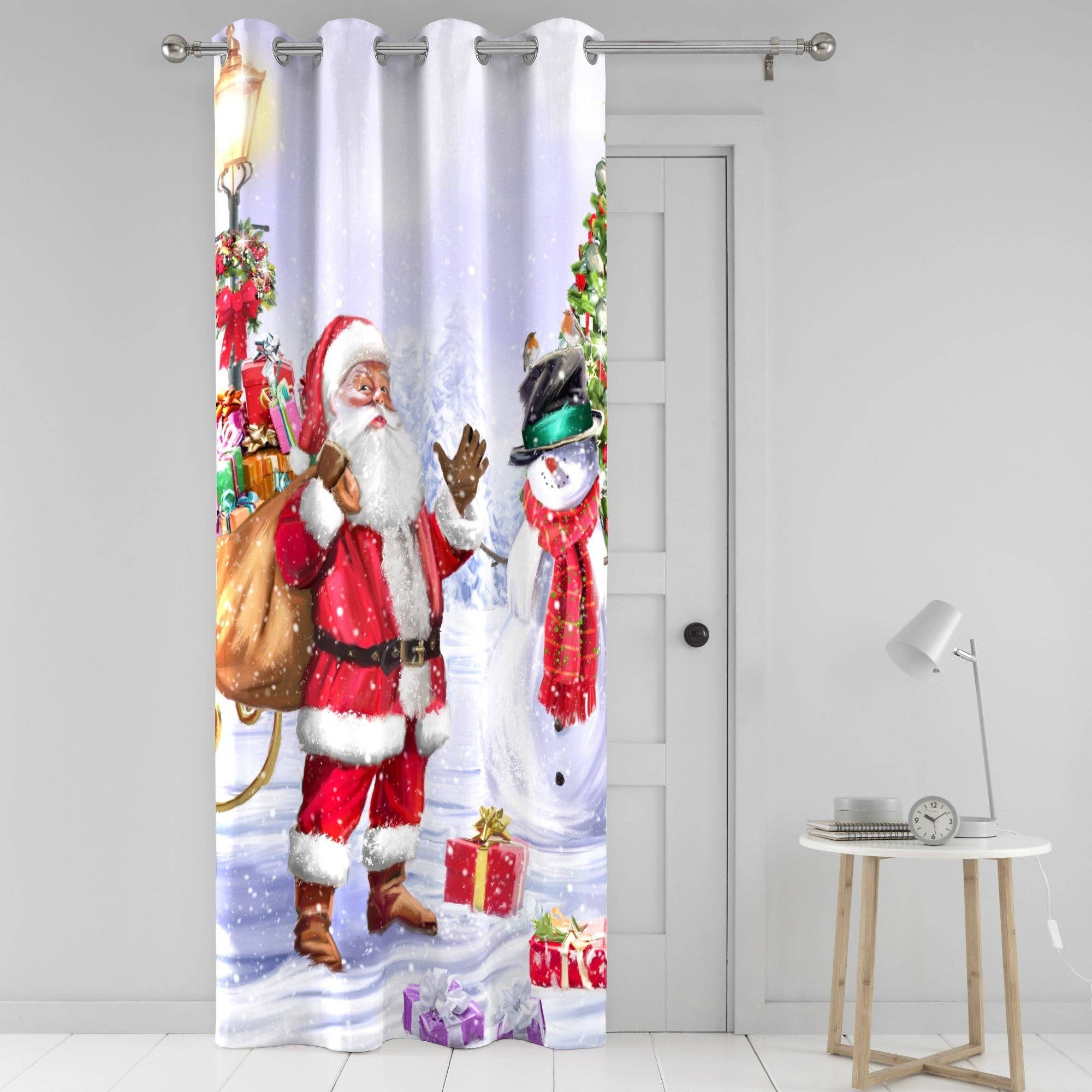 UW Home – wholesale Curtain – Christmas Santa & Snowy Door Curtain by Fusion in Multi1