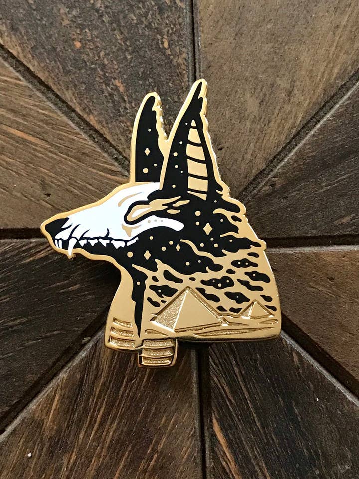 Anubis Enamel Pin - Egyptian God Pin, Egyptian magic, witchy for wholesale by Amanda Tulacz Illustration