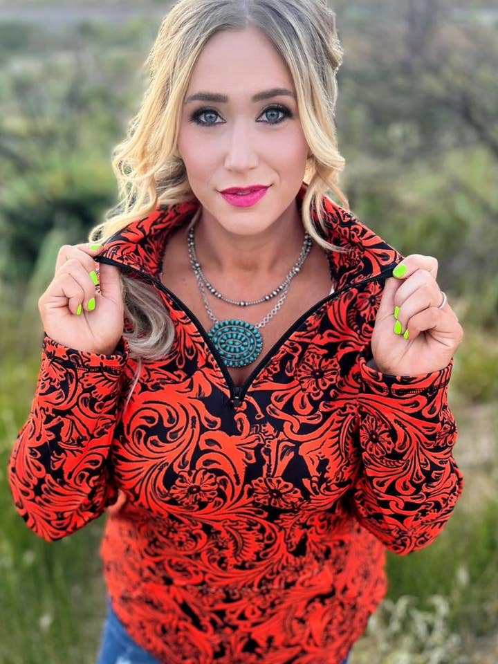 Tailgate Party Pullover Orange & Black for wholesale by Sterling Kreek
