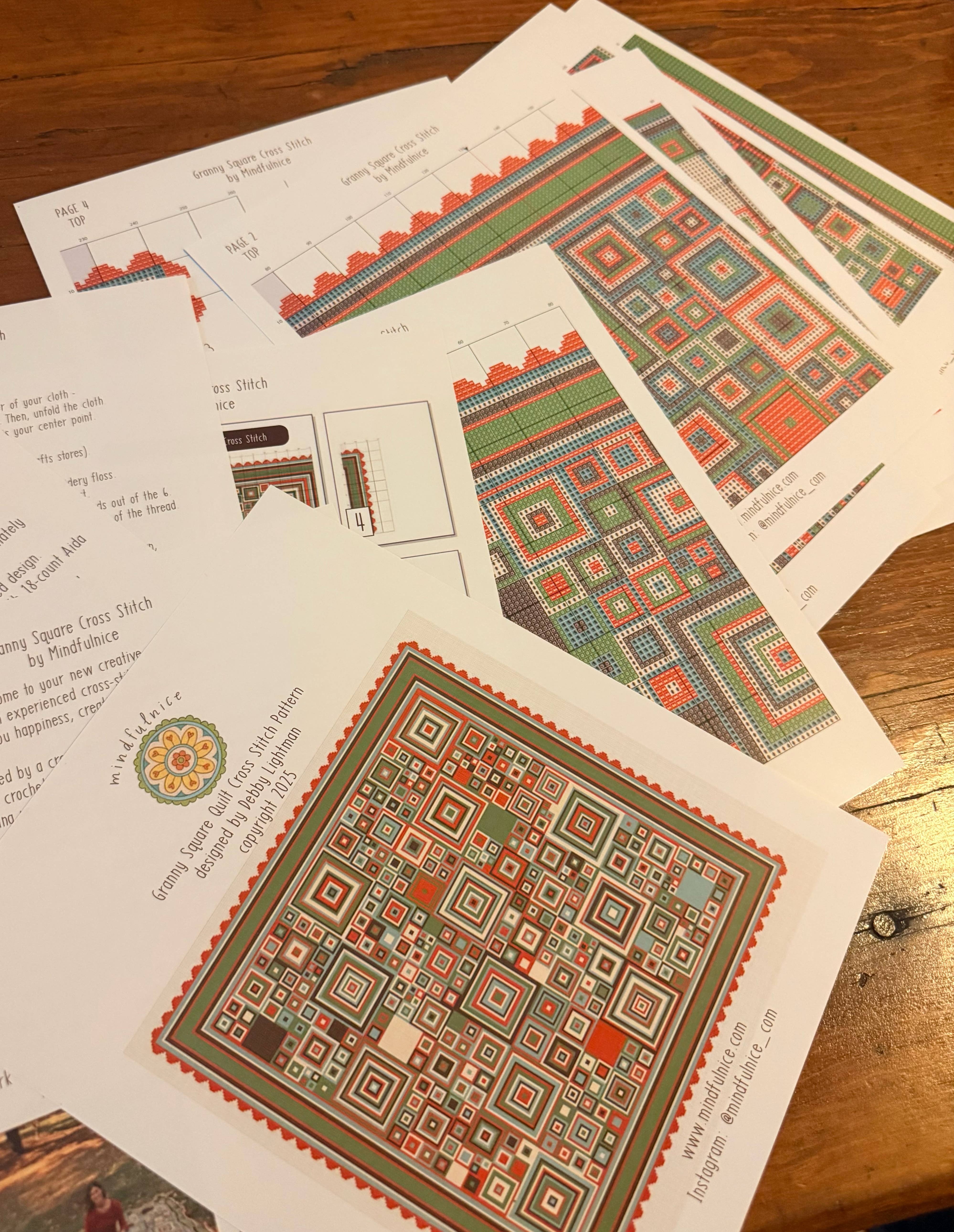 Mindfulnice - Wholesale DIY Craft Kit - Granny Square Counted Cross Stitch Pattern with Instructions3