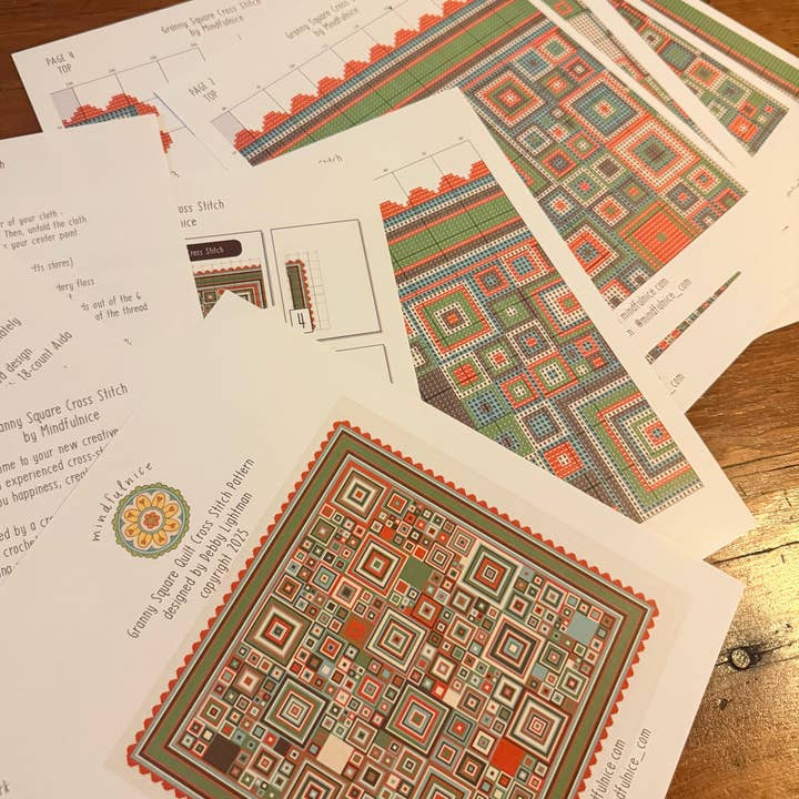 Mindfulnice - Wholesale DIY Craft Kit - Granny Square Counted Cross Stitch Pattern with Instructions3