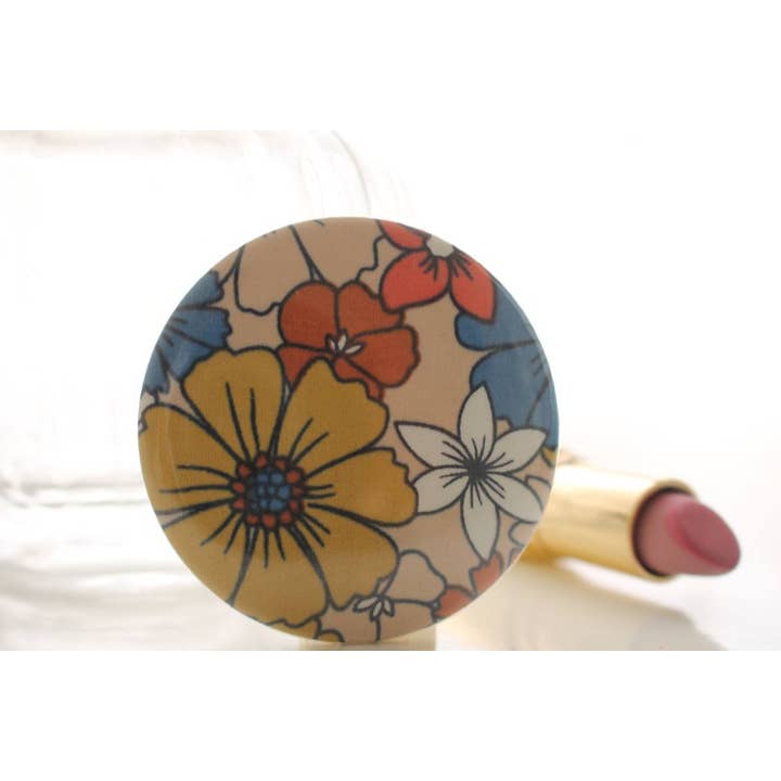 Bella beige floral pocket mirror for wholesale by Sabrina Trefle
