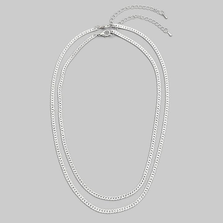 The Looks by Fame Accessories - Wholesale Link & Chain Necklace - Layered Herringbone Classic Chain Necklace2