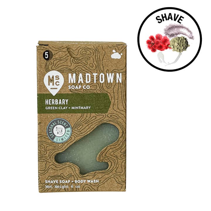 Madison Soap Co - Wholesale Bar Soap - Herbary. Rosemary + Mint Green Herb Soap. 6 oz. 2