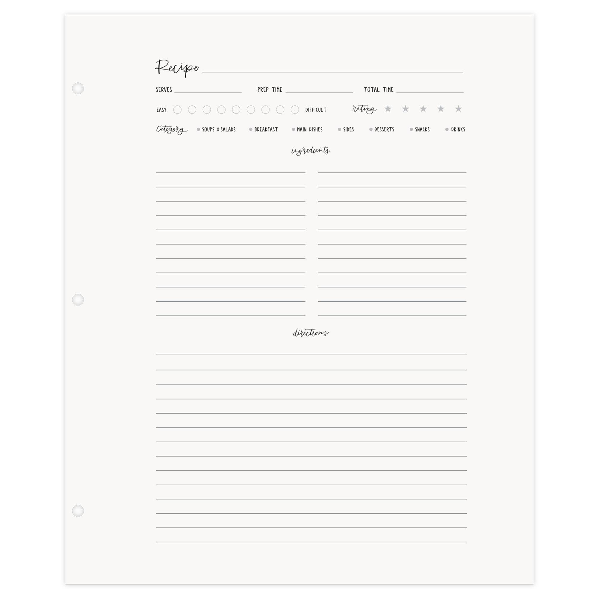 1canoe2 | One Canoe Two Paper Co. - Wholesale Recipe Card - Large Recipe Page Set3