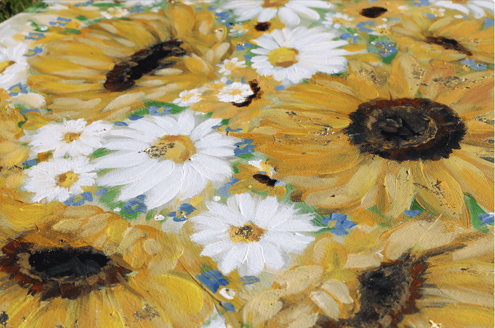 glad you're here co - Wholesale Painting/Drawing - Sunflower and Daisies Abstract Original Painting Acrylic2