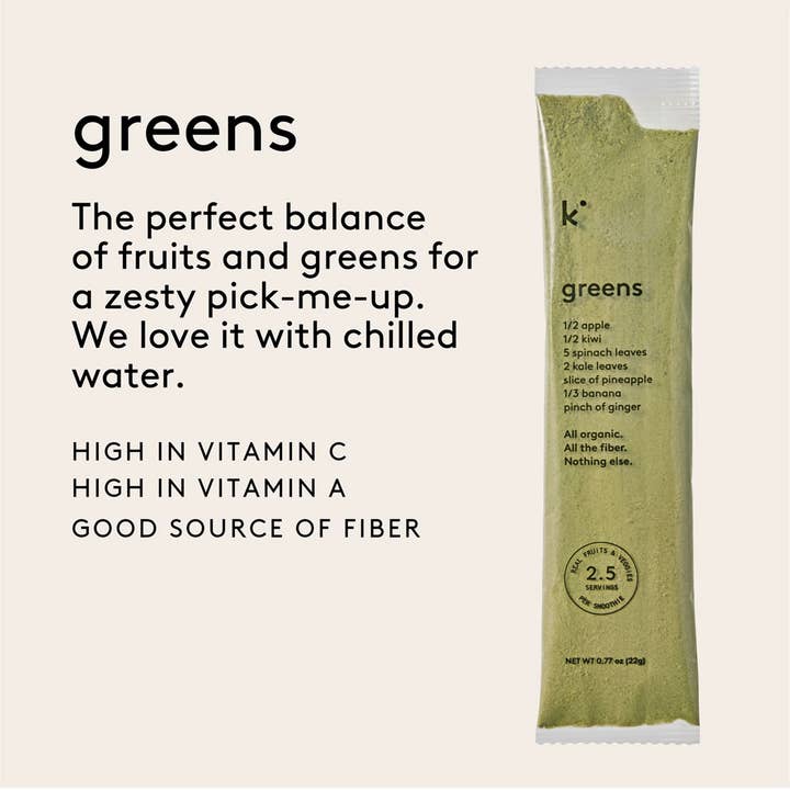 kencko - Wholesale Powdered Health Drink - Greens Organic Fruit & Veggie Smoothie Mix (4 smoothies)