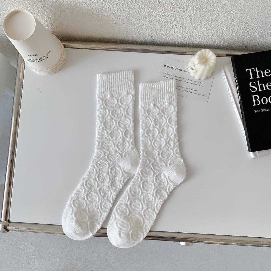 Funkyrel® Atzbranding Limited - Wholesale Socks - Women's - Rufia - Women's Solid Winter Socks with Embossed Smile0