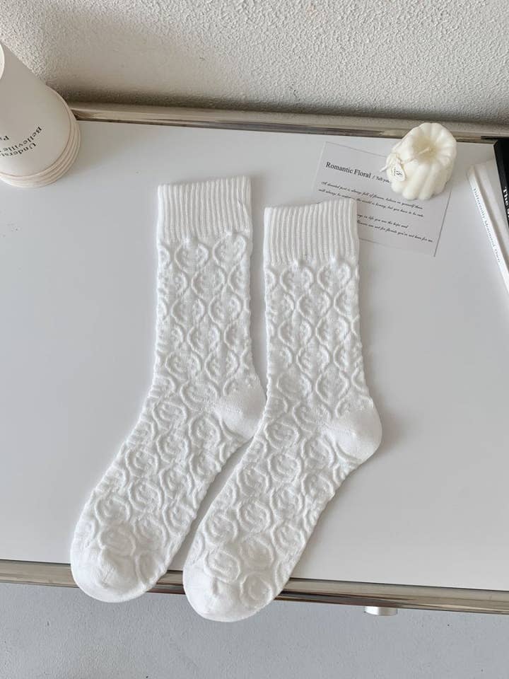 Funkyrel® Atzbranding Limited - Wholesale Socks - Women's - Rufia - Women's Solid Winter Socks with Embossed Smile