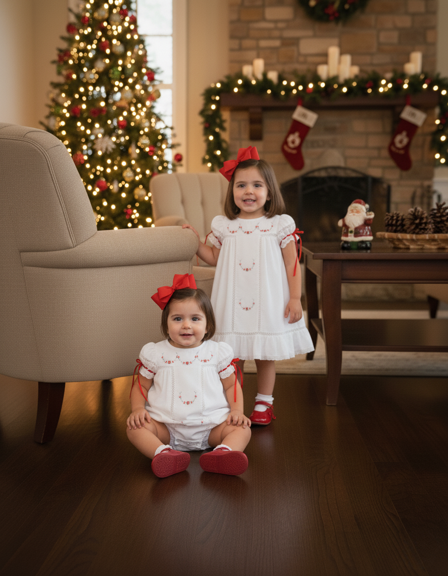 Posh Pickle – wholesale Overall - Baby – Förgylld Noel Helg Jul Handbroderad Arv Bubb2