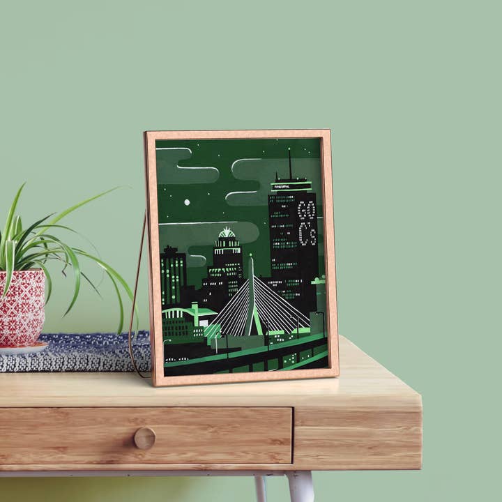 Ohello Boston - Wholesale Art Print - Go Cetlic's on the Pru at Night Art Print