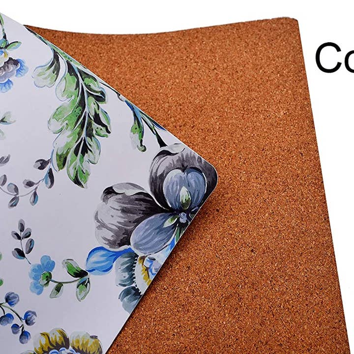 WEISS Set von 6 Platzsets mit Korkrücken, 12 „X17" für den Großhandel auf Faire4