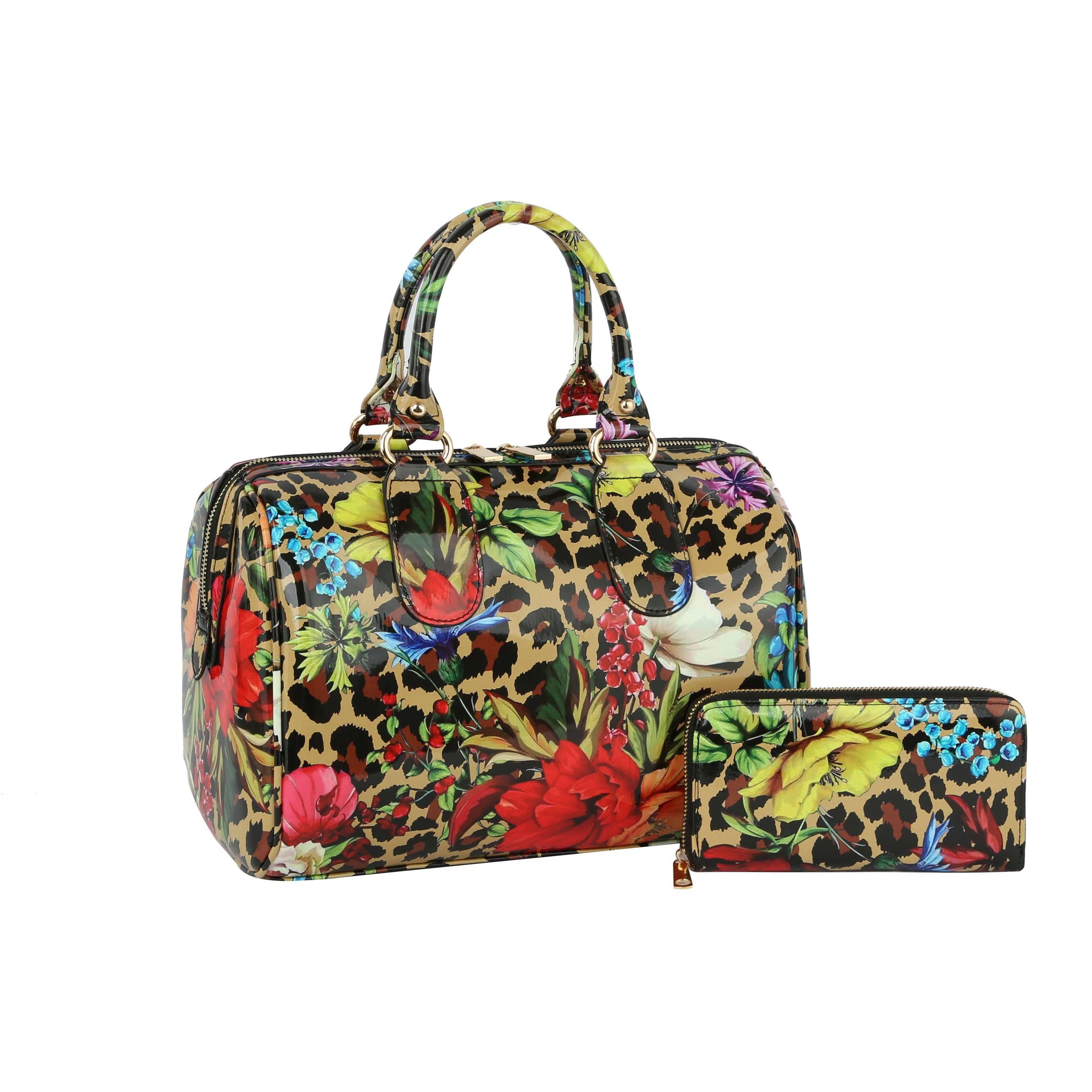 Handbag Factory Corp - Wholesale Satchel - Women's - Fashion Leopard Flower Satchel with wallet3