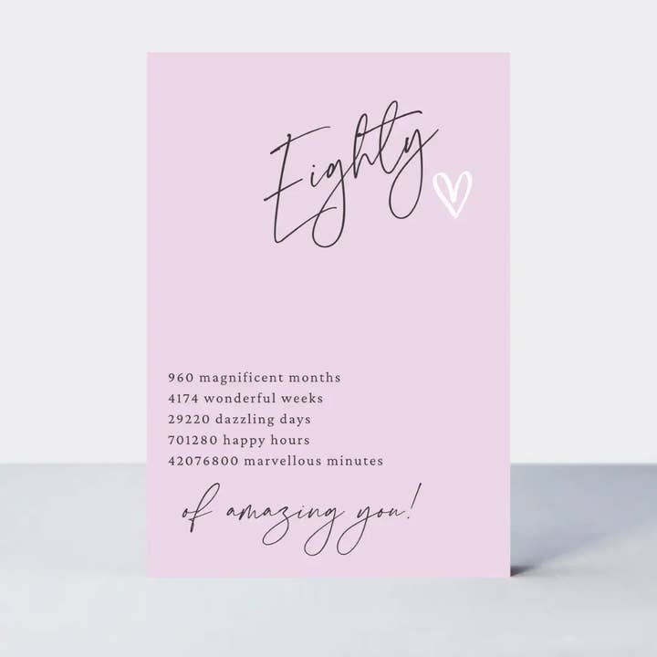 Lille Noter 80-års Fødselsdagskort - Pink for engroshandel hos Petimo