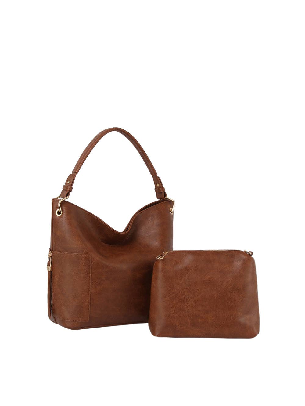 【INCHANT ME】[Pouch SET] Fair Two Way Leather Hobo Bag INCHANT ME(インチャントミー) - [ポーチSET]フェアツーウェイ