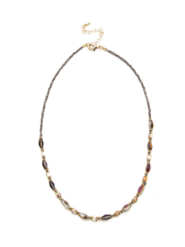 Necklace Asst.Glass Beads Gold Natural 17” w/2” extention for wholesale by Rant & Rave Classic