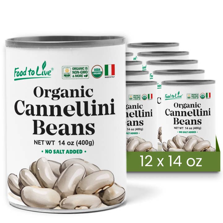 Food To Live – Engroshandel Bønner – Økologiske italienske dåse cannellini-bønner, 14 oz (pakke med 12)