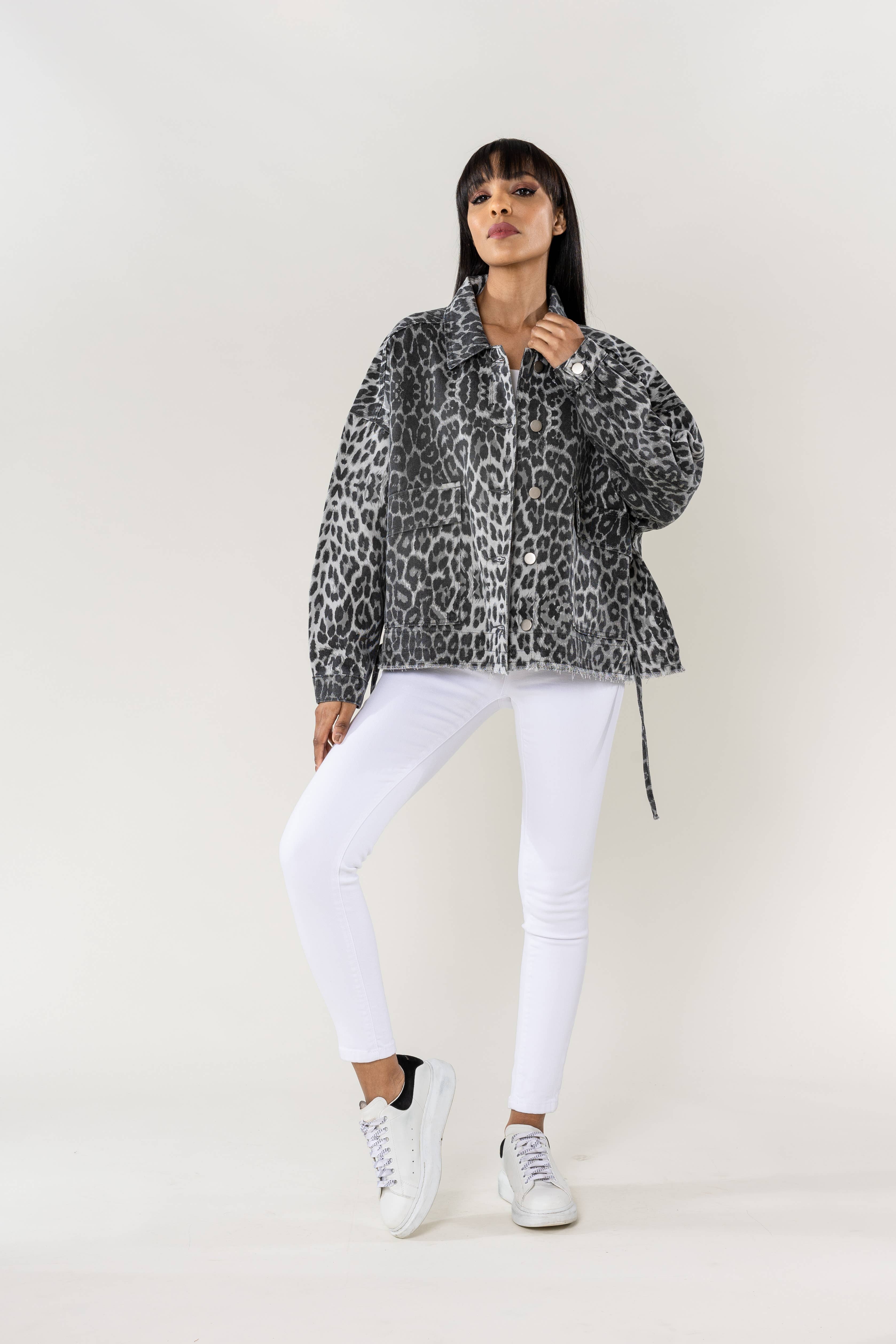 Nina Carter – Casaco de ganga - Mulher por atacado – Casaco de ganga oversized Nina Carter bolsos grandes S5620