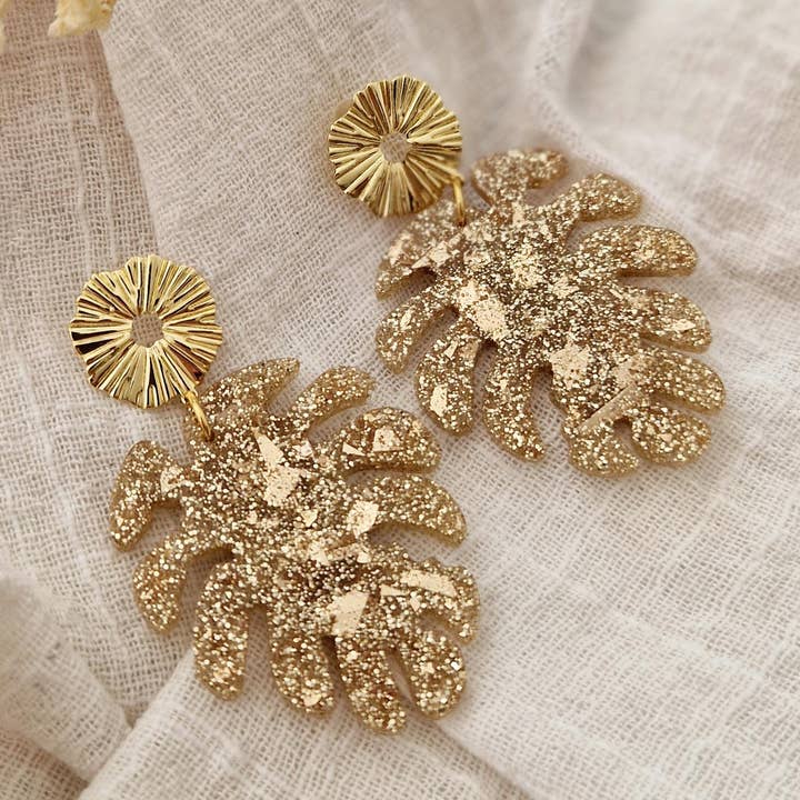 Tropische Gold-Ohrringe für den Großhandel von Les Noeuds de Maman