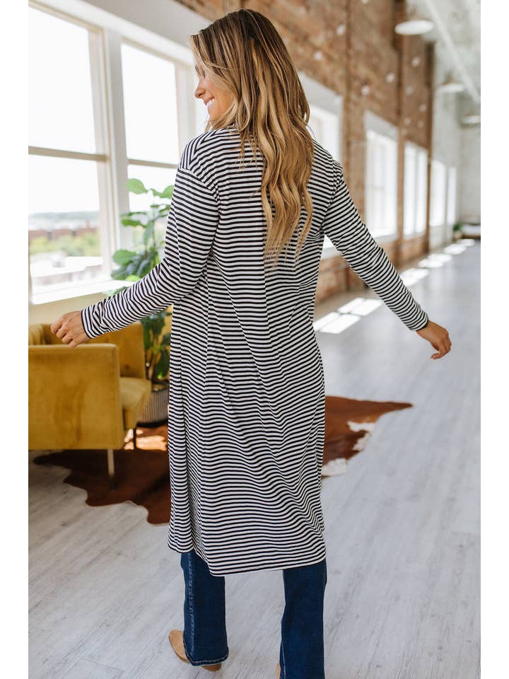 Stripe Jemma Striped Long Cardigan | S-XL for wholesale on Faire