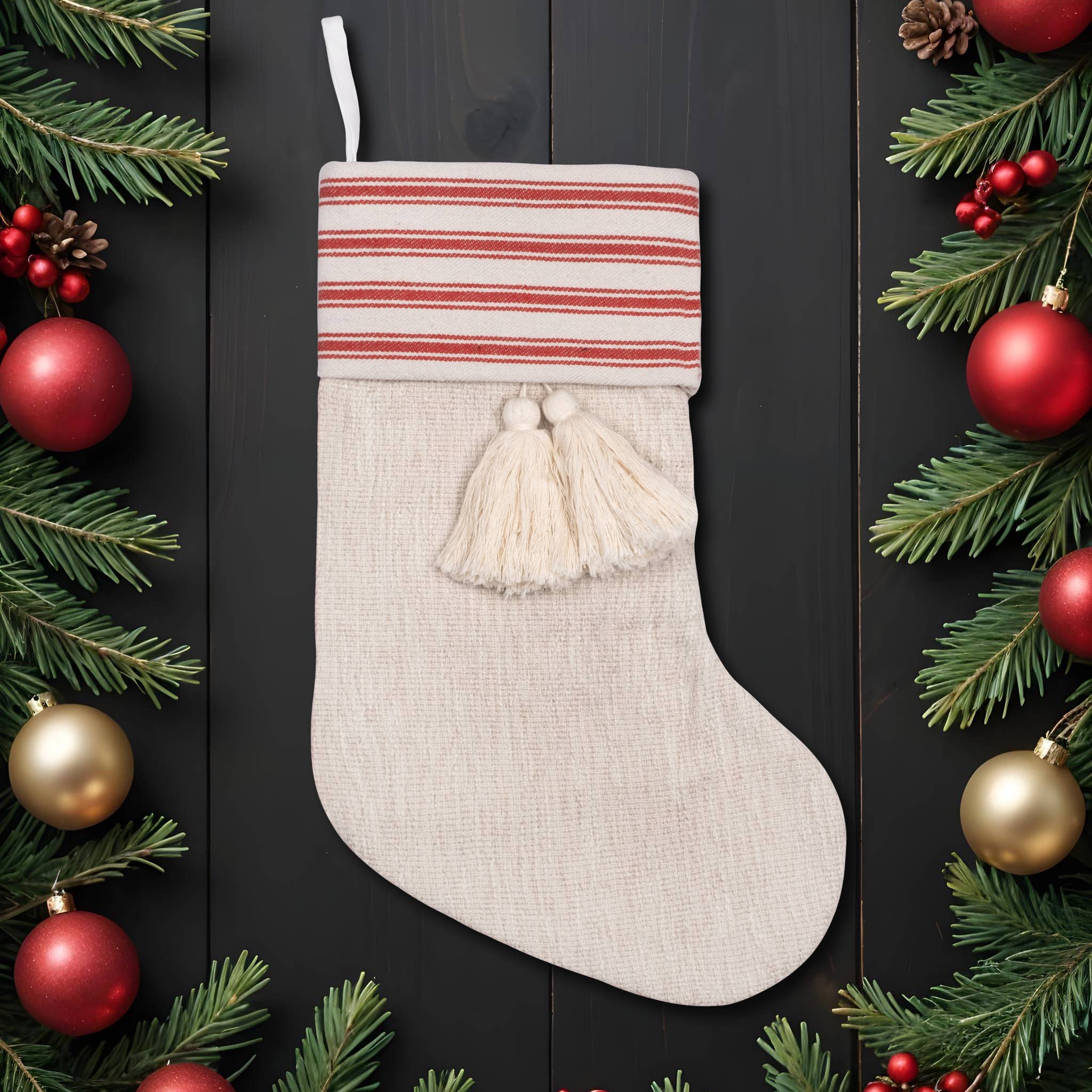 GEXWORLDWIDE - Wholesale Holiday Stocking - Red Tassel Bohemian Christmas Stockings4