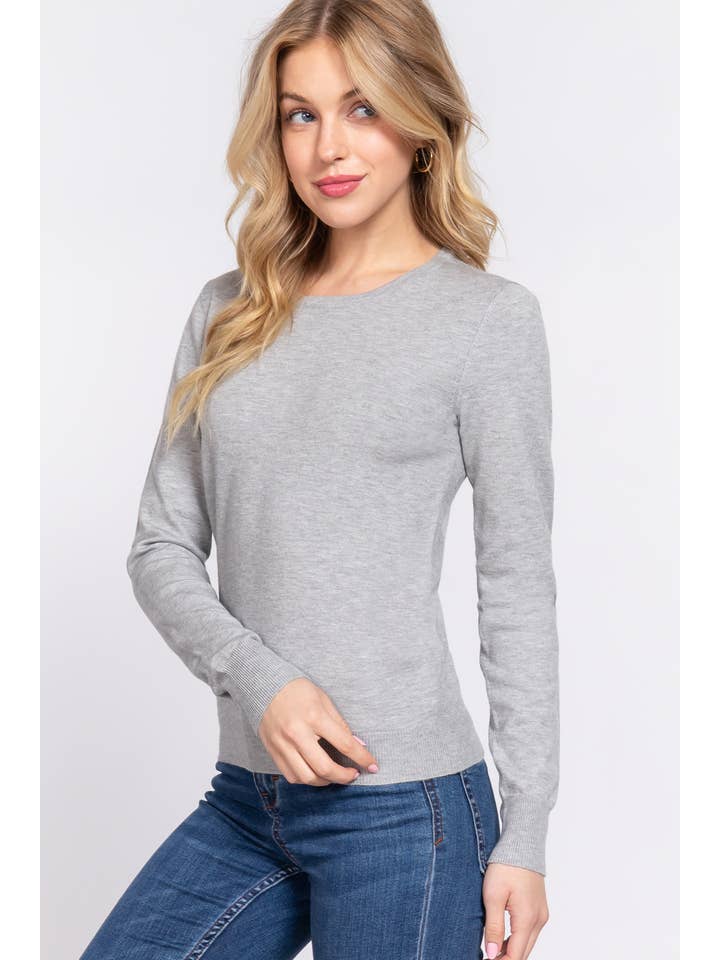 Active Basic | Active USA - Wholesale Knit Sweater - Women's - Long Sleeve Crew Neck Basic Sweater3