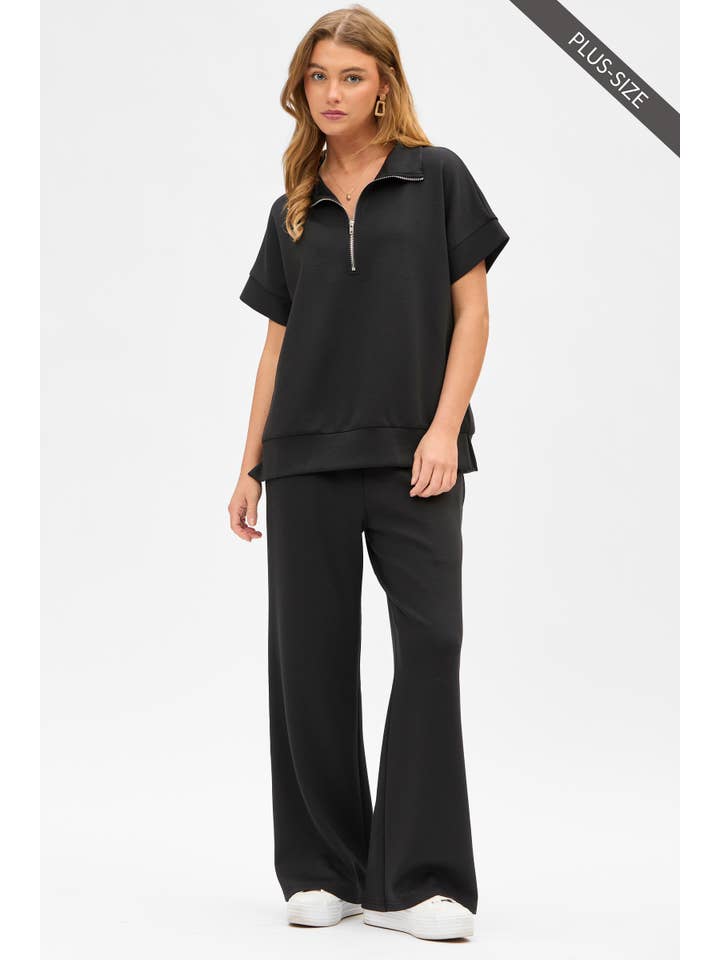 Dear Scarlett - Wholesale Top & Pant Set (NOT Loungewear) - Women's - PLUS SIZE Quarter Zip + Pants Modal Set TRVSET-CATALINAP