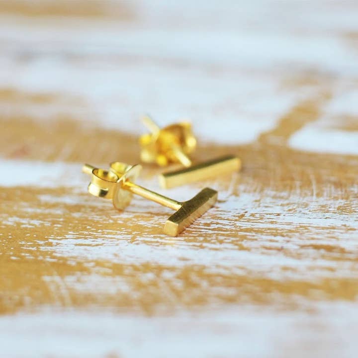 Pendientes Line Up Oro de 18 k Vermeil para venta al por mayor de Dreaming Tree Creations