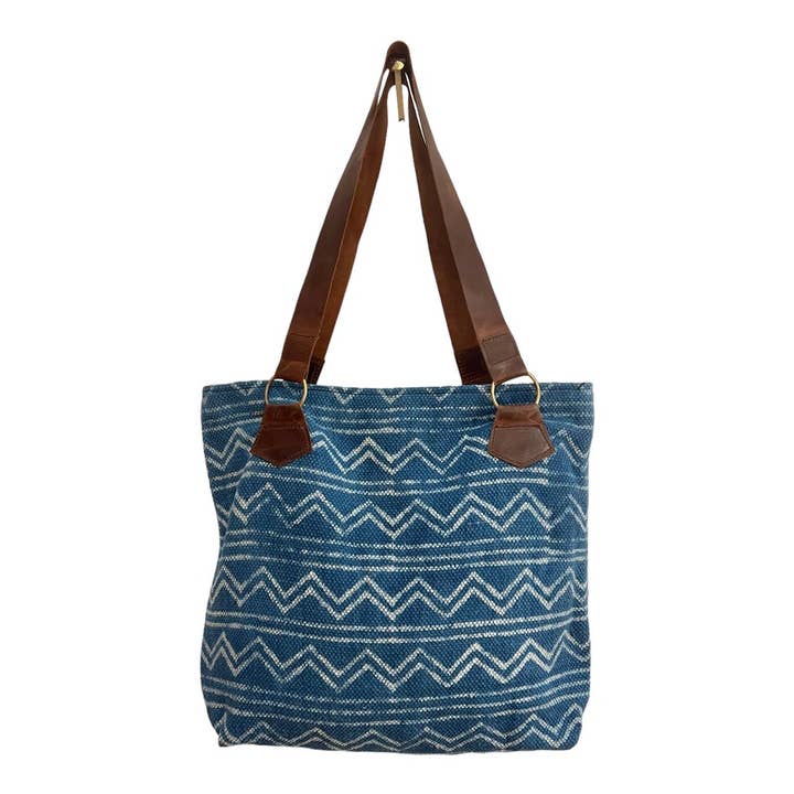 Blockprint Indigo Shoulder Bag for wholesale by Baizaar