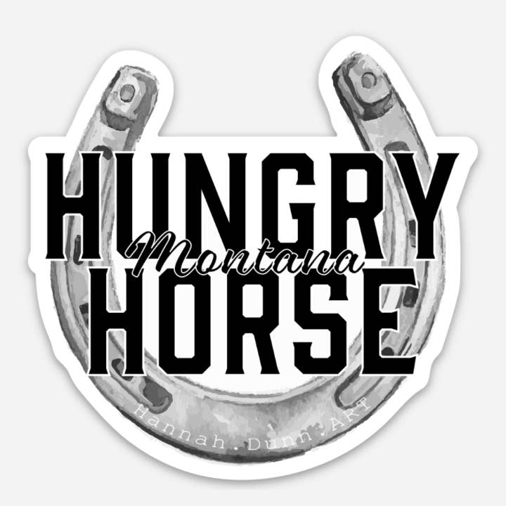 Hungry Horse Montana Weather proof stickers for wholesale by Hannah.Dunn.ART
