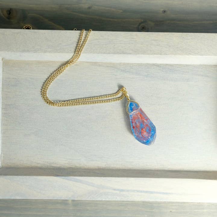 BlueButterflyBazaar – Colar pingente/pendente por atacado – Colar de cristal Reylo Kyber Cristal vermelho e azul Star Wars Gift5