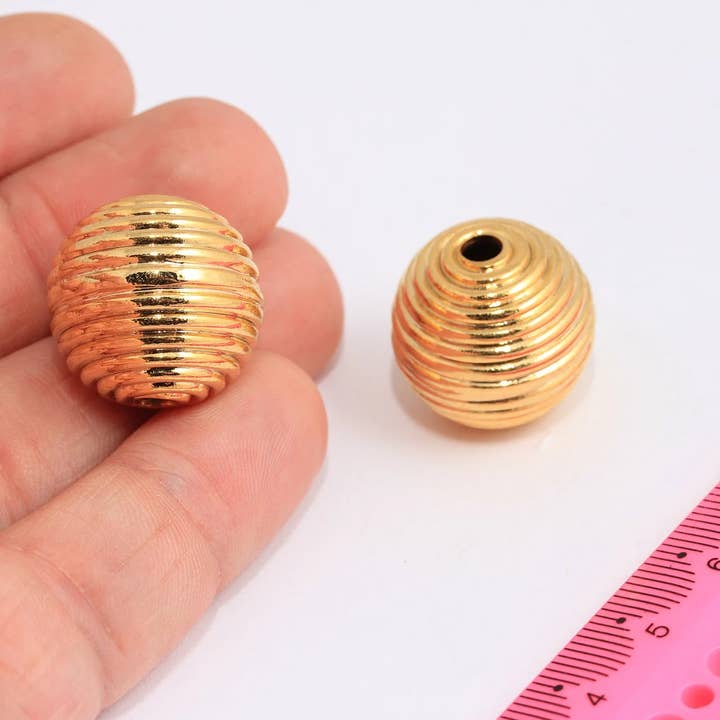 20mm 24k Shiny Gold Ball Beads, Ball Pendant, BRT504 for wholesale by QueenJewelryM