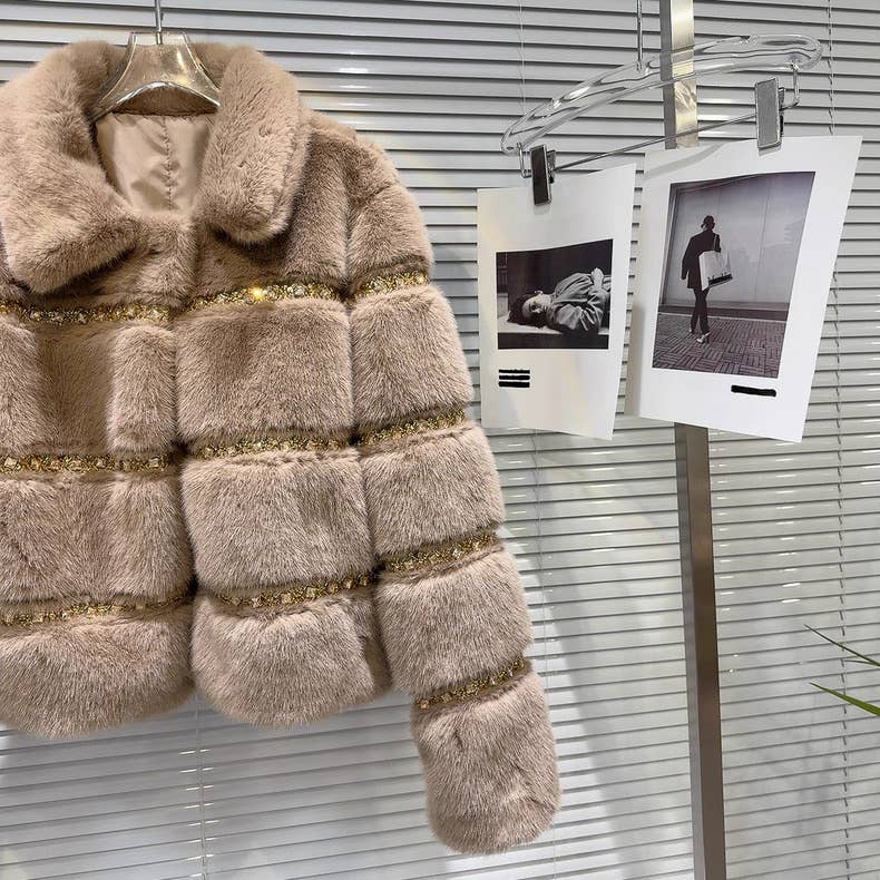 Productseeker - Wholesale Fur/Faux Fur Coat - Women's - CT128 2025 Handcrafted Beaded Sequin Faux Fur Winter Coat7