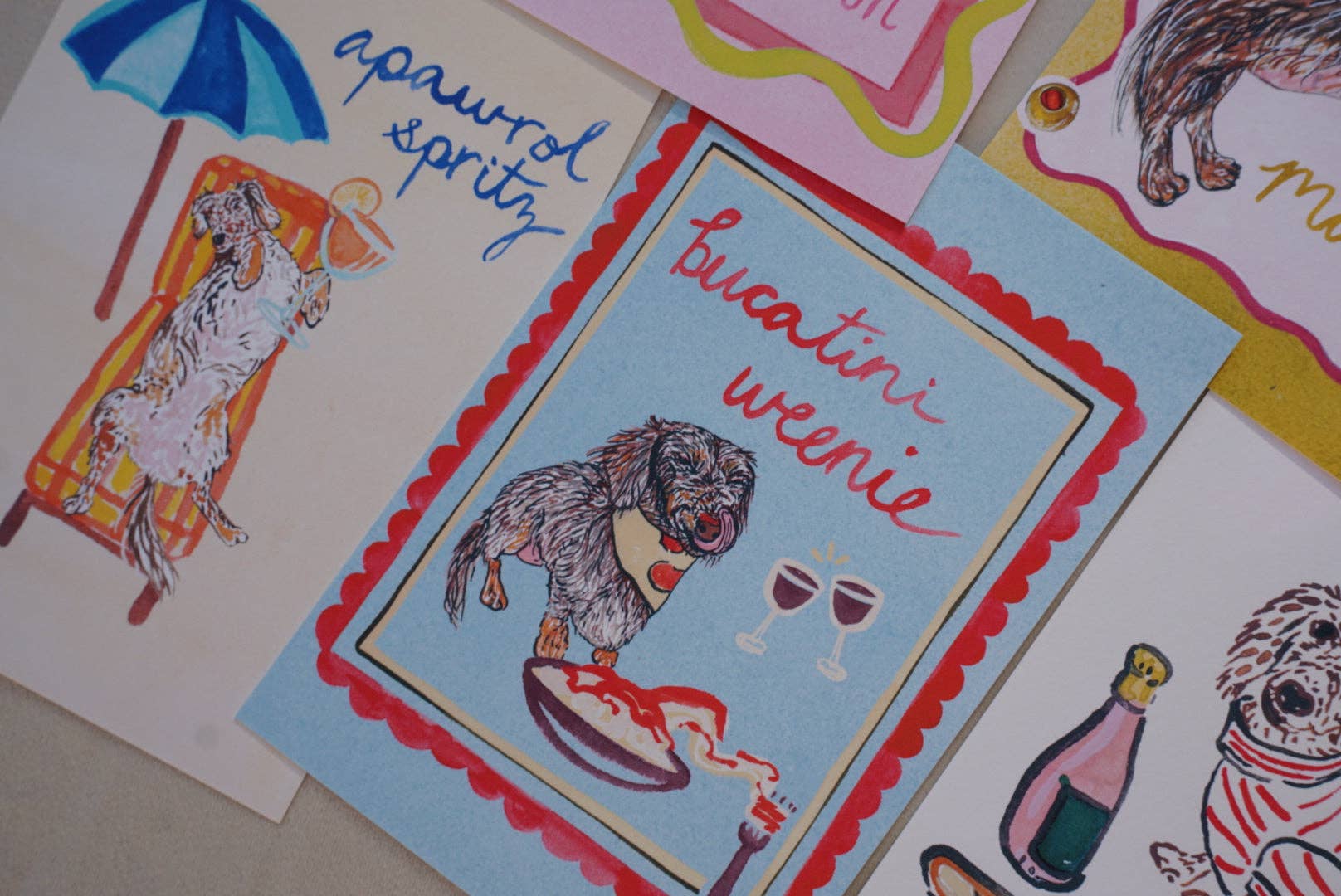 artxnikki - Wholesale Art Print - Dachshund Collection: Bucatini Weenie Fine Art Print2