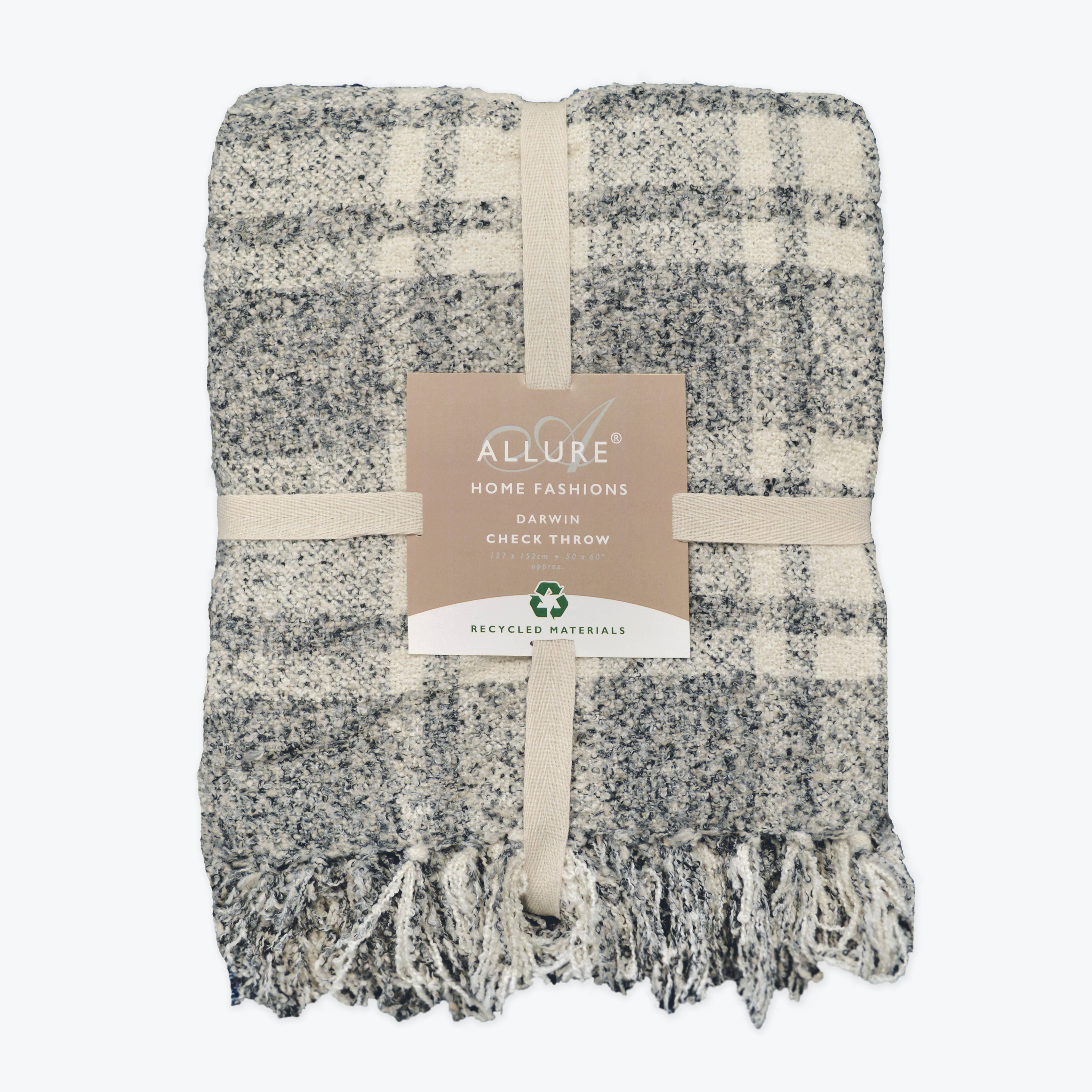 Allure Bath Fashions - Wholesale Throw Blanket - Darwin Chenille Checked Tartan Throw Blanket - 100% Recycled2