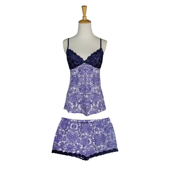 Chemise Shirt & Short Set - Dainty Blue Floral for wholesale by Opportunities